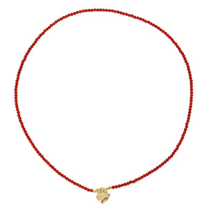 Carnelian Bead Necklace With Heart Clasp