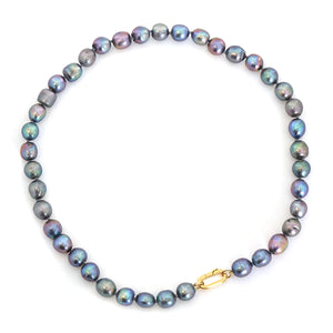 Grey Pearl Necklace With Gold Clasp