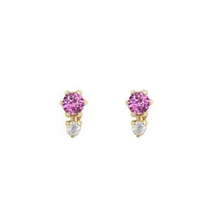 Pink Sapphire Duo Stud Earrings