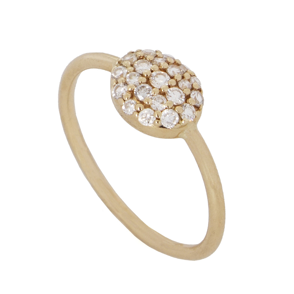 Puffed Diamond Signet Ring