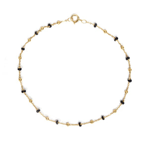 Black Enamel Gold Chain Bracelet