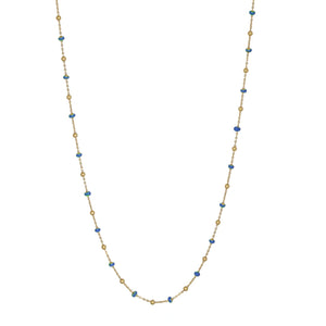 Blue Enamel Gold Chain Necklace