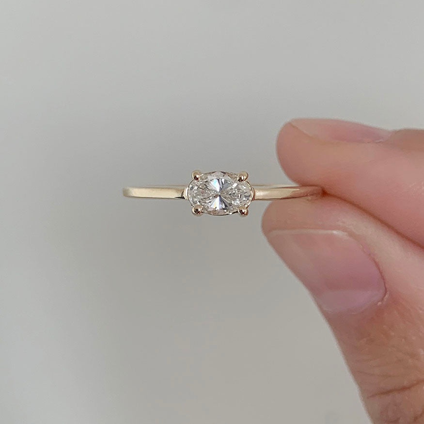 East West Oval Diamond Ring
