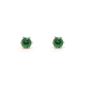 Emerald Six Prong Stud Earrings