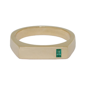 Flat Top Signet Ring with Emerald
