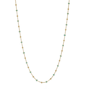Mint Green Enamel Gold Chain Necklace