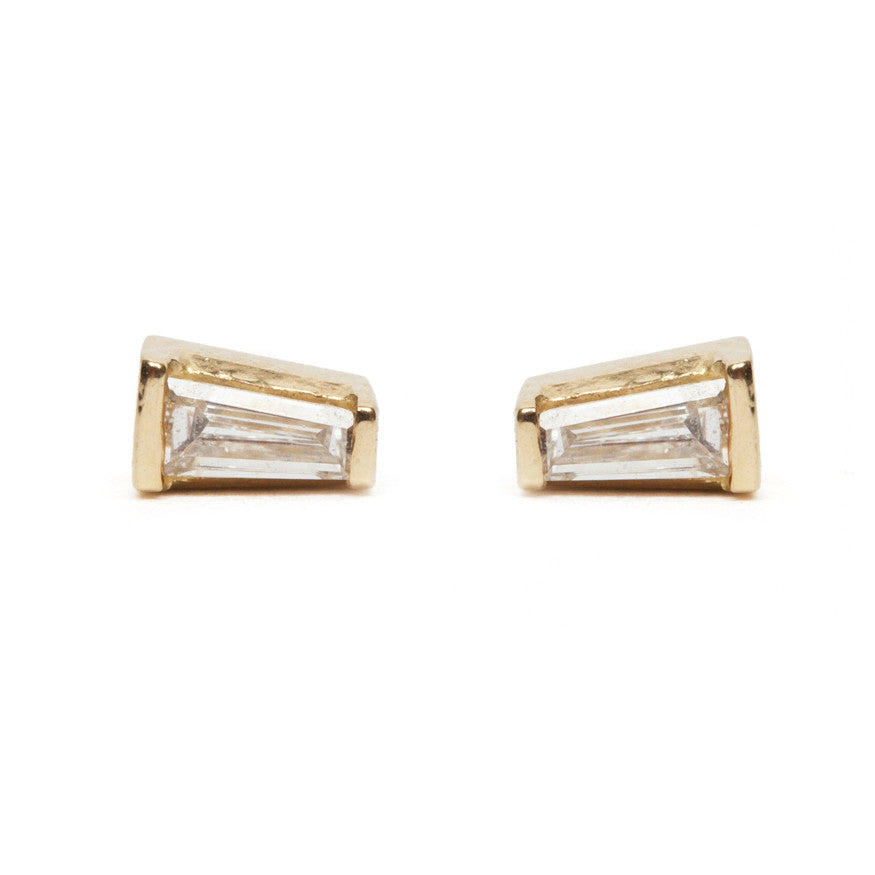 Tapered Baguette Diamond Stud Earrings 