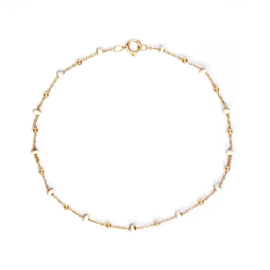 White Enamel Gold Chain Bracelet
