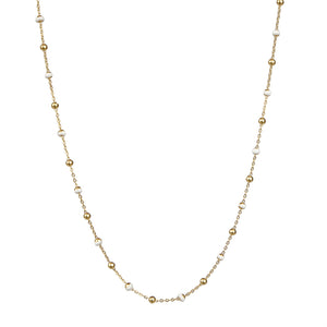 White Enamel Gold Chain Necklace