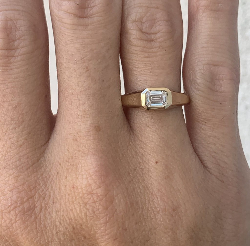 East West Emerald Cut Diamond Ring