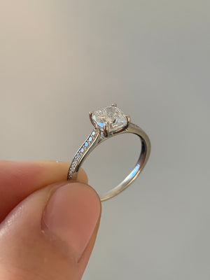 Custom 1.01 Cushion Cut Diamond Engagement Ring